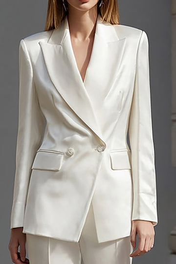 2-Piece Ivory Peak Lapel Work Suit
